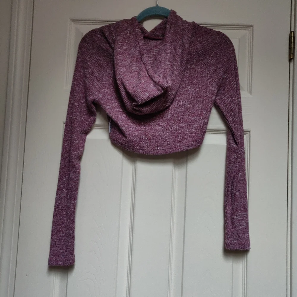 Gymshark Slounge Cropped Hoodie Deep Plum Marl Size XS - Picture 2 of 7
